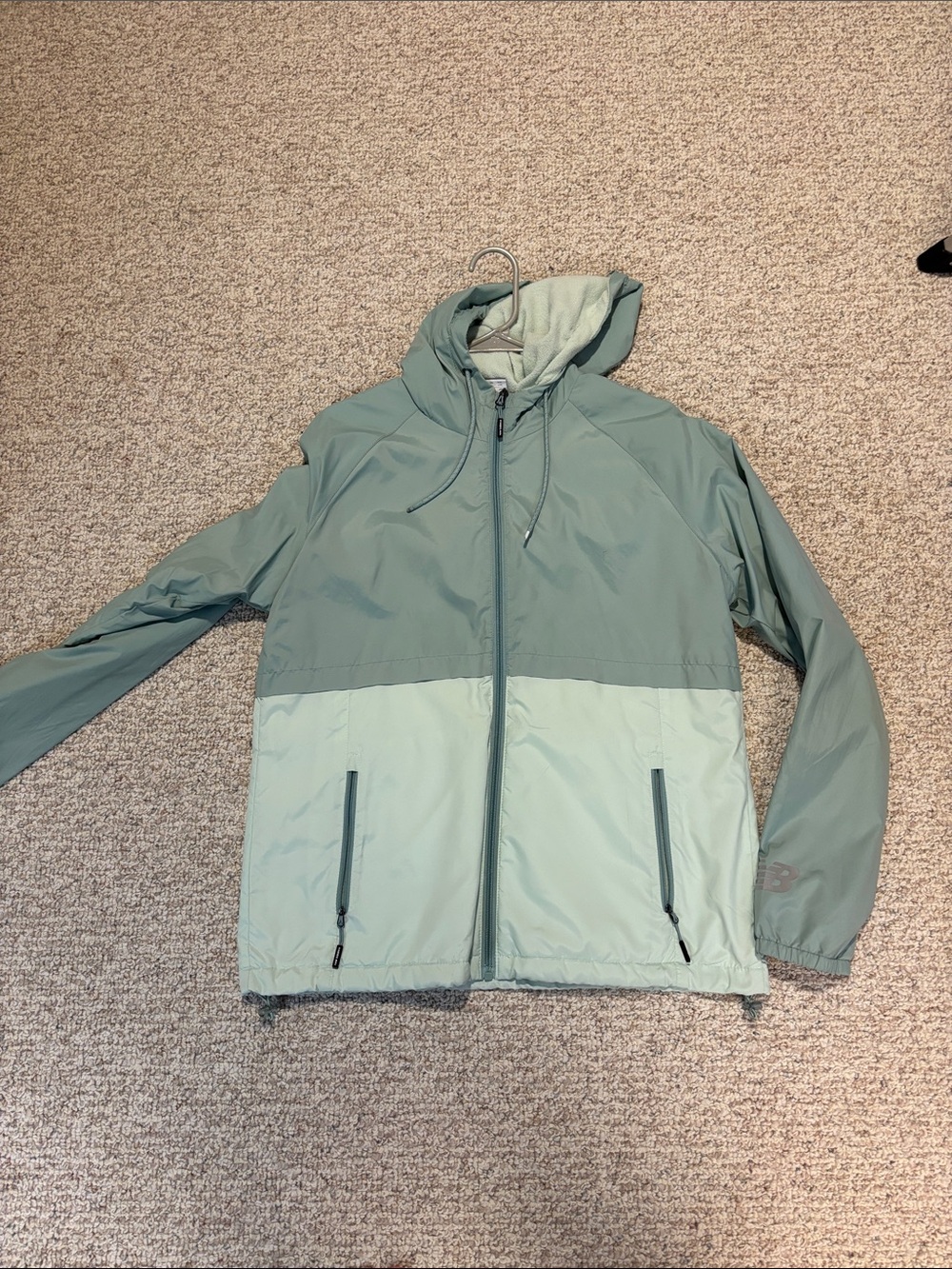 New Balance Two-Tone Sage Green Hooded Windbreaker